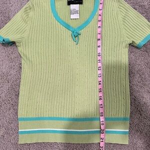 Sag Harbor Lime Green Tee with Teal Trim